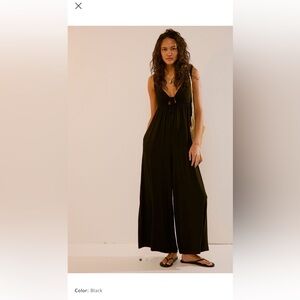 Free People Kirsten One-Piece Black Jumpsuit
